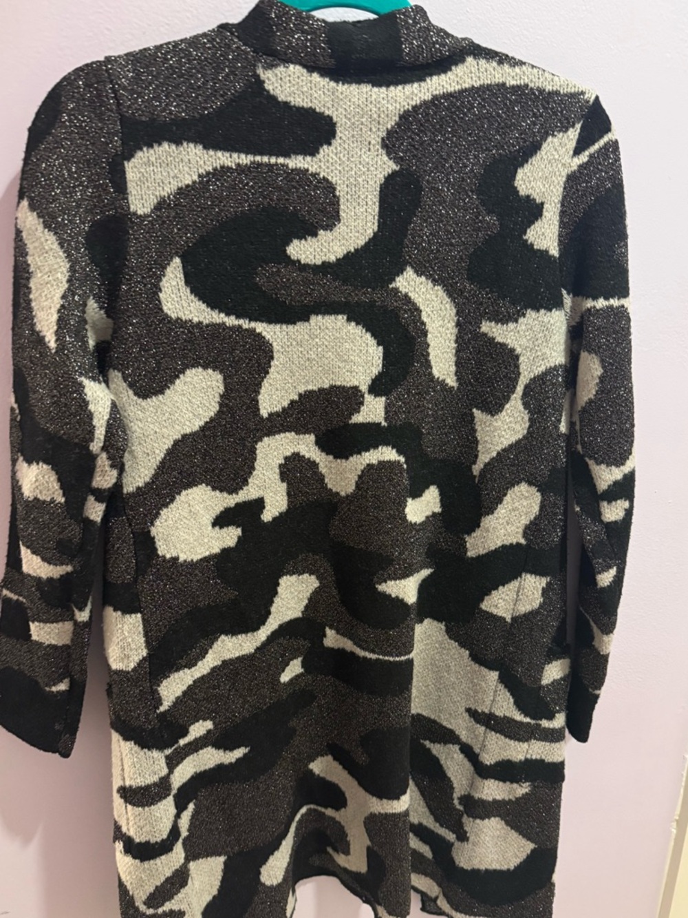 Nine West Black, Gray & White Patterned Long Jacket - Picture 4 of 4